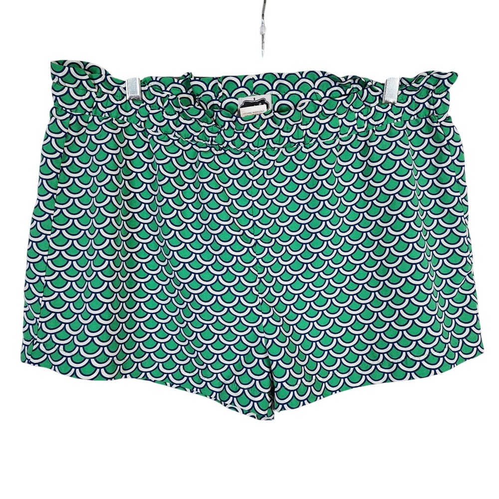 MUD PIE Size Large Green and White Scallop Print Mini Shorts Beach Cruise Travel